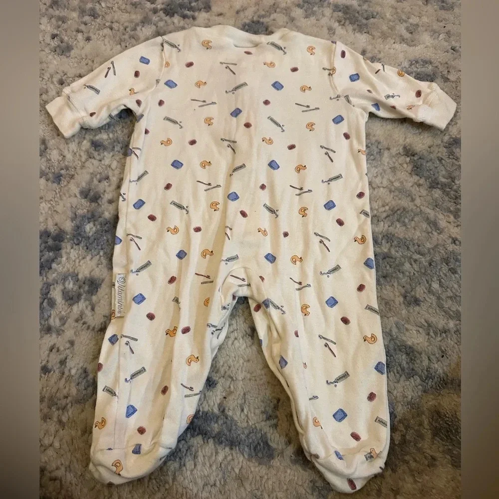 Vitamins Vintage Babycore Bath Time Print Footie Sleeper 0-3M